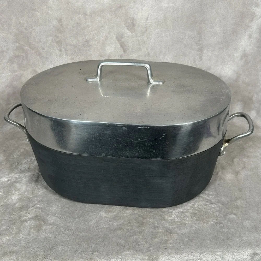 Vintage Magnalite GHC 15.5” Oval Roaster Dutch Oven with Lid Trivet Made In USA